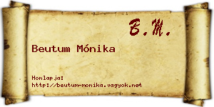 Beutum Mónika névjegykártya